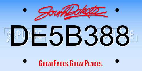 DE5B388 South Dakota License Plate