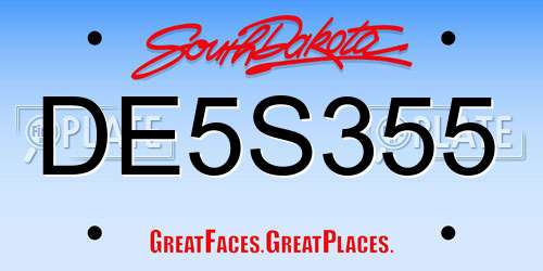 DE5S355 South Dakota License Plate