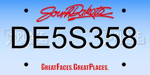 DE5S358 South Dakota License Plate