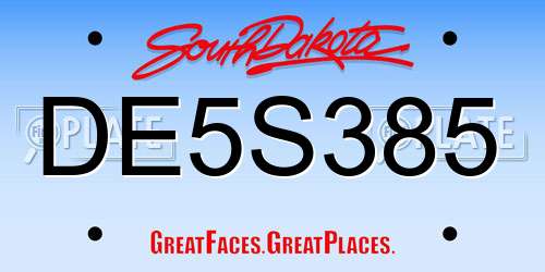 DE5S385 South Dakota License Plate