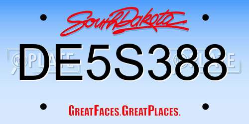 DE5S388 South Dakota License Plate