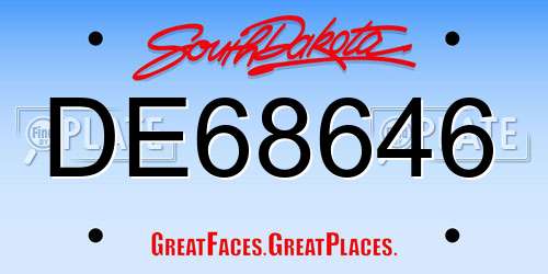 DE68646 South Dakota License Plate