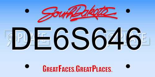 DE6S646 South Dakota License Plate