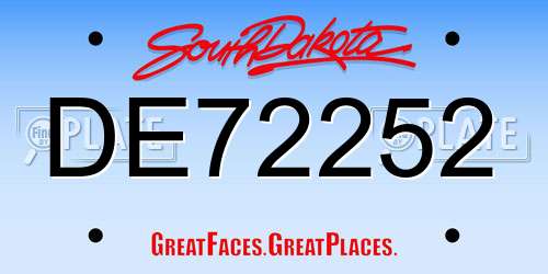 DE72252 South Dakota License Plate