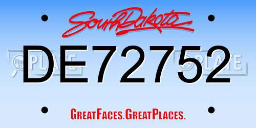 DE72752 South Dakota License Plate