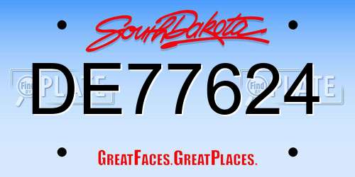 DE77624 South Dakota License Plate