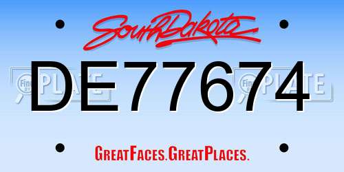 DE77674 South Dakota License Plate