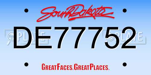 DE77752 South Dakota License Plate