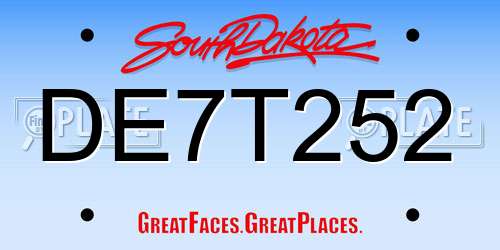 DE7T252 South Dakota License Plate