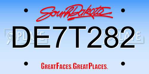 DE7T282 South Dakota License Plate