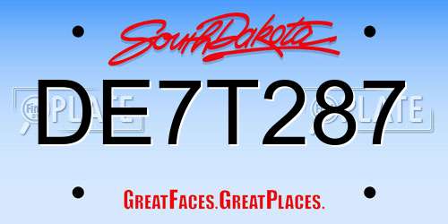 DE7T287 South Dakota License Plate