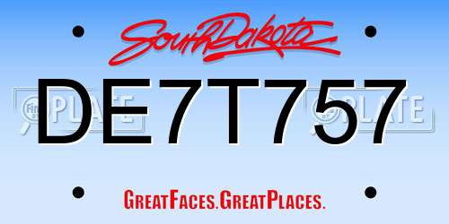 DE7T757 South Dakota License Plate