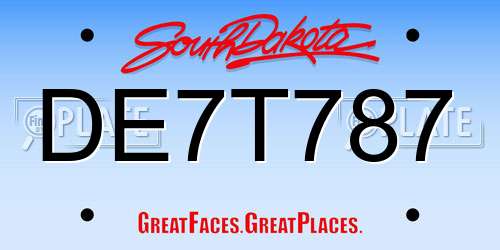 DE7T787 South Dakota License Plate