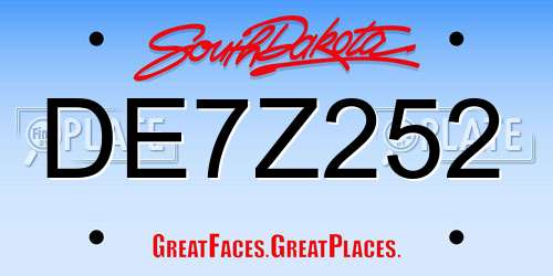 DE7Z252 South Dakota License Plate