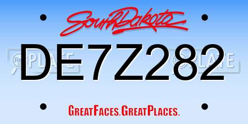 DE7Z282 South Dakota License Plate