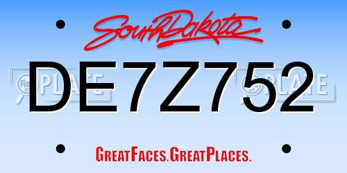 DE7Z752 South Dakota License Plate