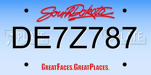DE7Z787 South Dakota License Plate