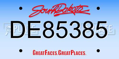 DE85385 South Dakota License Plate