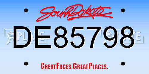 DE85798 South Dakota License Plate
