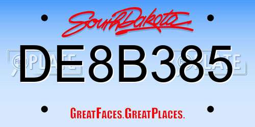 DE8B385 South Dakota License Plate