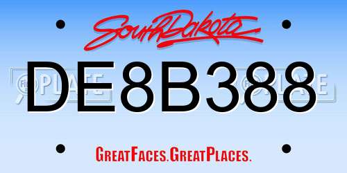 DE8B388 South Dakota License Plate