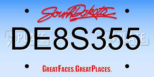 DE8S355 South Dakota License Plate