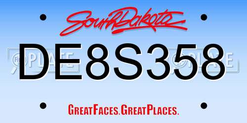 DE8S358 South Dakota License Plate