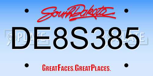 DE8S385 South Dakota License Plate