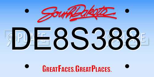 DE8S388 South Dakota License Plate
