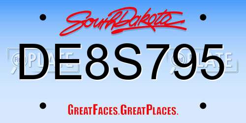 DE8S795 South Dakota License Plate