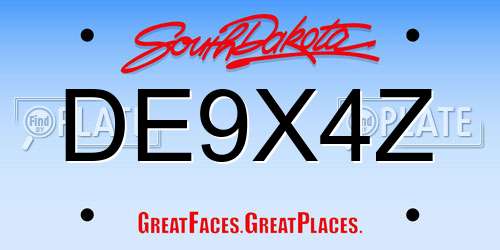 DE9X4Z South Dakota License Plate