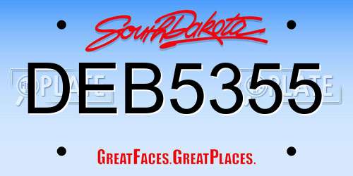 DEB5355 South Dakota License Plate