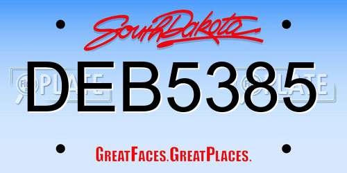 DEB5385 South Dakota License Plate