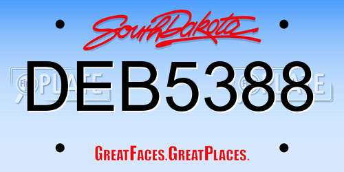DEB5388 South Dakota License Plate