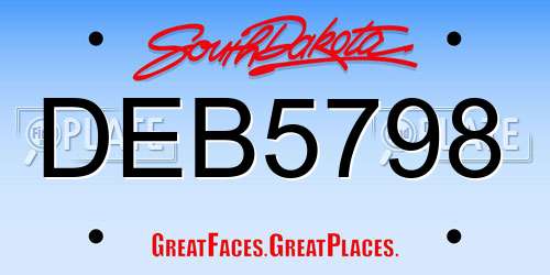 DEB5798 South Dakota License Plate