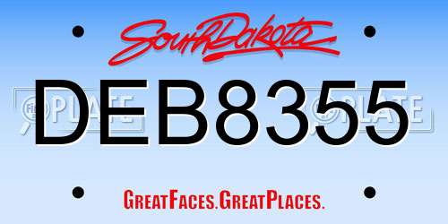 DEB8355 South Dakota License Plate
