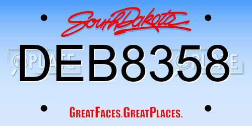 DEB8358 South Dakota License Plate