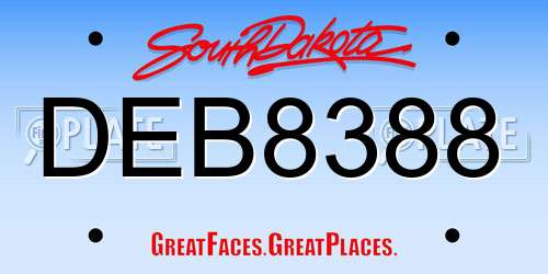 DEB8388 South Dakota License Plate