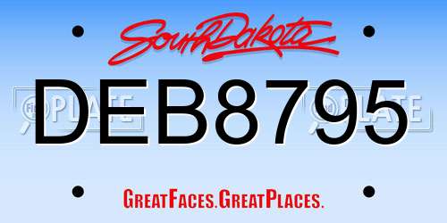 DEB8795 South Dakota License Plate