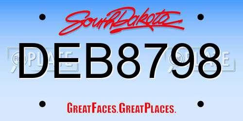 DEB8798 South Dakota License Plate
