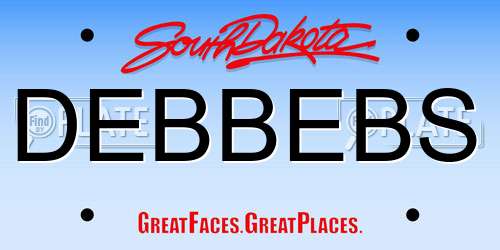 DEBBEBS South Dakota License Plate