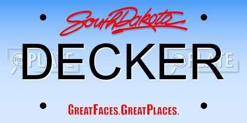 DECKER South Dakota License Plate