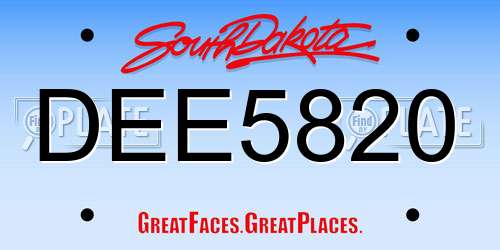 DEE5820 South Dakota License Plate