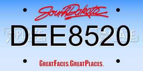 DEE8520 South Dakota License Plate