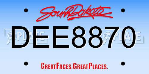 DEE8870 South Dakota License Plate
