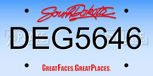 DEG5646 South Dakota License Plate
