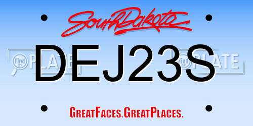 DEJ23S South Dakota License Plate