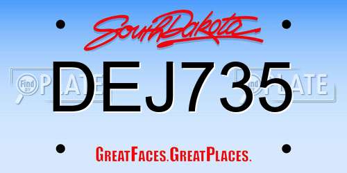DEJ735 South Dakota License Plate
