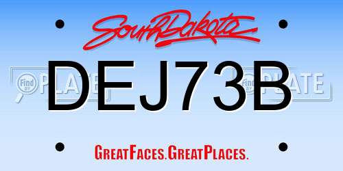 DEJ73B South Dakota License Plate