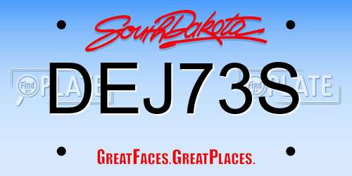 DEJ73S South Dakota License Plate